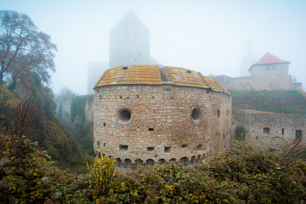 Burg Querfurt im Nebel