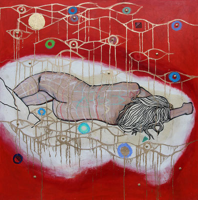 "SCHÖNE AUGENBLICKE MIT HANNAH" 2022. St.Johann 100 x 100 cm Öl & Acryl auf Leinen  jeweils    € 1800