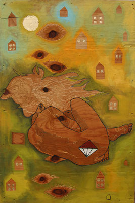 "IM GRÜNEN" 2021. St.Johann 120 x 80 cm Öl auf geschnitztem Holz  € 1800