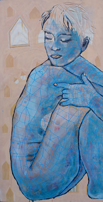 "PASTELL" 2022. St.Johann 60 x 30 cm Öl & Acryl auf geschnitztem Holz  € 666