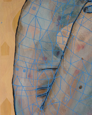 DETAIL aus "PASTELL" 2022. St.Johann 60 x 30 cm Öl & Acryl auf geschnitztem Holz  € 666