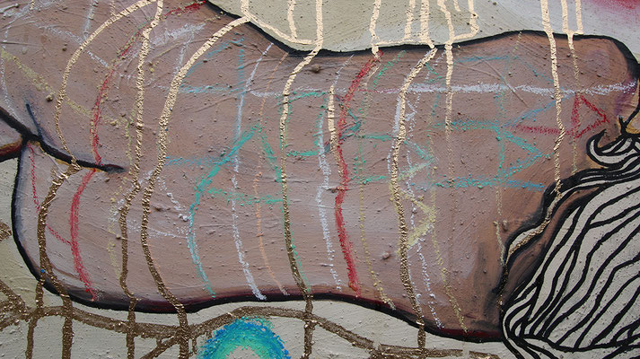 DETAIL aus "SCHÖNE AUGENBLICKE MIT HANNAH" 2022. St.Johann 100 x 100 cm Öl & Acryl auf Leinen  jeweils    € 1800