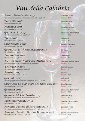Carta dei vini_ Calabria