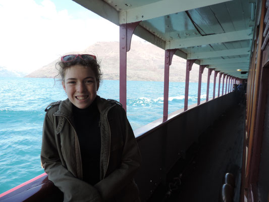 Claire on board the TSS Earnshaw, Lake Wakatipu