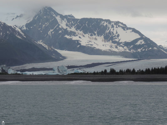Giant Icebergs dwarf trees in Bear Lake