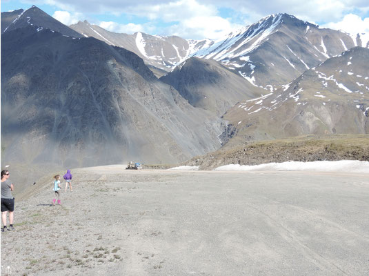 A truck moves through the Atigun Pass, Dalton Highway