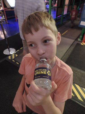 His prize for going on stage, space drinking water