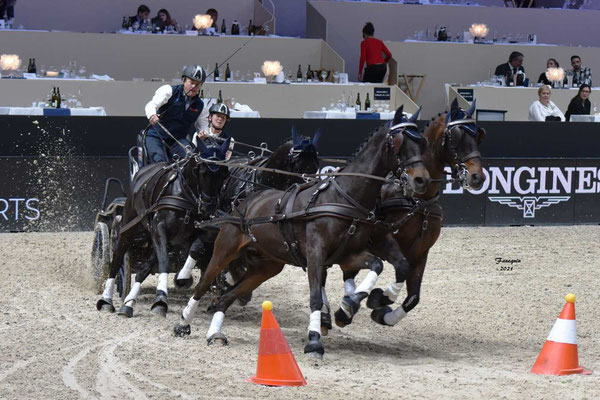 Salon du cheval de Lyon "EQUITA-LYON" - Concours international d'attelage à 4 chevaux "Team" vainqueur l'Australien Boyd EXELL.