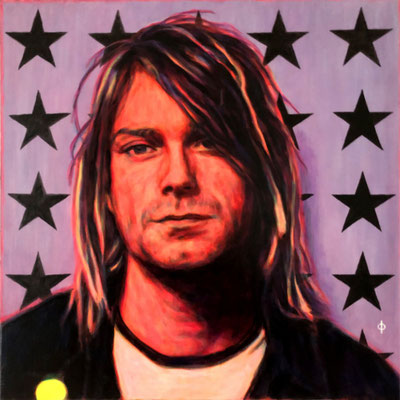 Portrait Painting of Kurt Cobain, US american Singer, Guitarist, Songwriter with the Rockband Nirvana