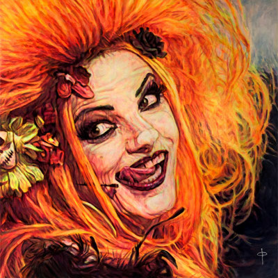 Original Portait Painting of Nina Hagen, East-Berlin boren german Singer,Songwriter and Actress. Godmother of Punk.