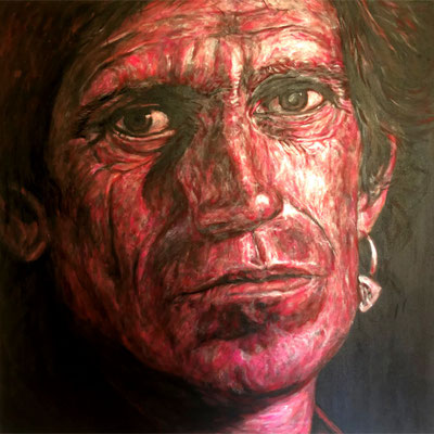 Original Portrait Painting of Keith Richards, The Human Riff, Rock and Roll Hall of Famer