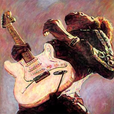Original Portrait Painting 0f Jimi Hendrix, US- american E-Guitarist, Fender Stratocaster, psycodelic Sound, progressive Rock, If Six Was Nine, Voodoo Child, Machine Gun, Band of Gypsys, The Star-Spangled Banner, are you Experienced