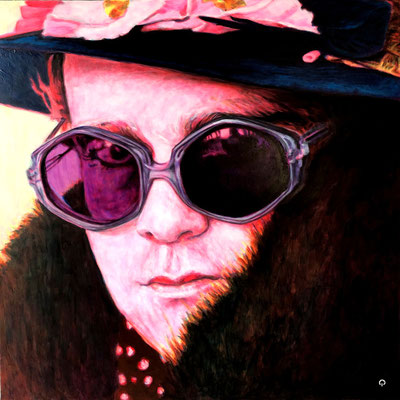Original Portrait Painting of Sir Elton Hercules John, british Singer , Composer, Piano Player. Grammy Winner, Oscar Winner, Tony Awaed Winner and Emmy Winner