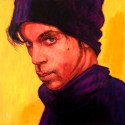 Portrait Painting of Prince Rogers Nelson US american Singer, Composer,Songwriter, Multiinstrumentalist, Musicproducer and Actor - Contemporary R&B, Funk, Soul, Pop, Rock, Blues and Jazz.