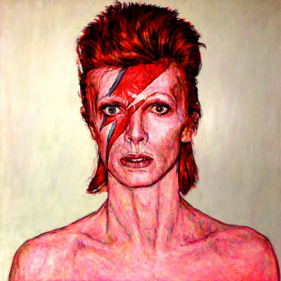 Original Portrait Painting of David Bowie as Ziggy Stardust in The Rise and Fall od Ziggy Stardust and the Spiders from Mars  (1972)
