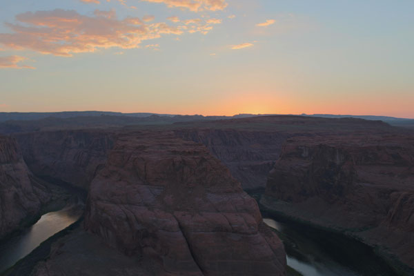 COUCHER DE SOLEIL A HORSESHOE BEND GLEN NATIONAL PARK PAGE ARIZONA