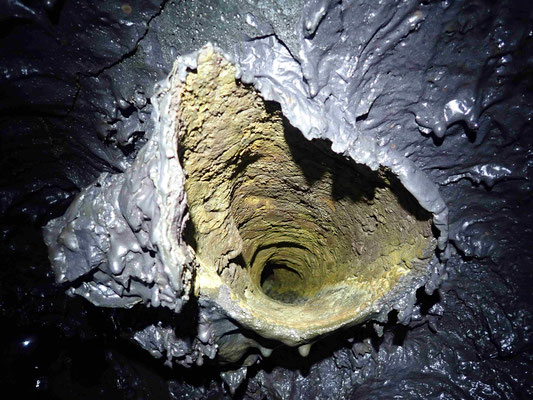 CE TUBE CORRESPONDANT A UN TRONC D'ARBRE CONSUME AU TUNNEL DE LAVE DE 2004