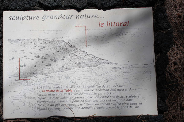 PANNEAU INFO PENDANT LA RANDO DE LA POINTE DE LA TABLE ERUPTION DE 1986 A SAINT PHILIPPE