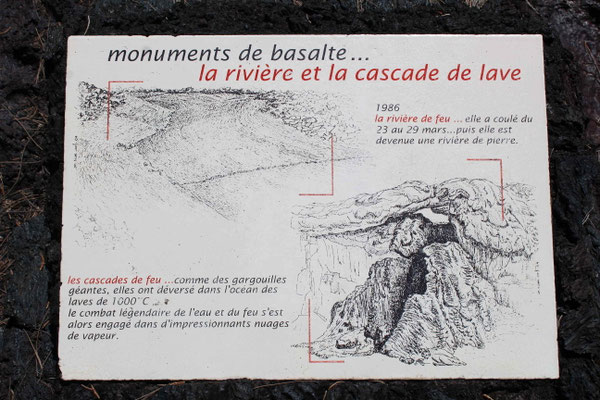 PANNEAU INFO PENDANT LA RANDO DE LA POINTE DE LA TABLE ERUPTION DE 1986 A SAINT PHILIPPE