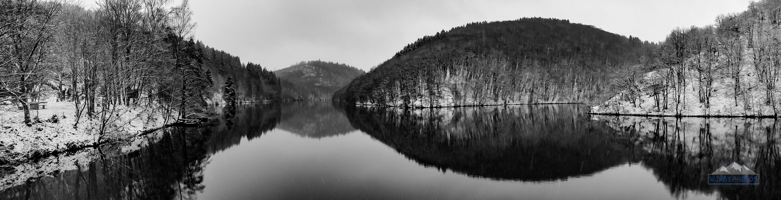 Winter black and white Lake