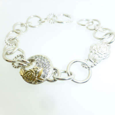 Armband in Silber und Gold mit Diamanten