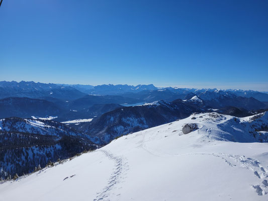 Diese Spur leitet uns im Abstieg nach Westen