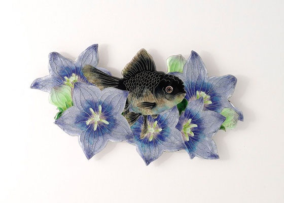 有線七宝  カワセミと紫陽花  cloisonne 日本伝統工芸　ガラス 有線七宝 カワセミと紫陽花 cloisonne 日本伝統工芸ガラス