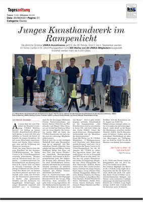 Quotidiano TAGES ZEITUNG, 28. Fiera UNIKA dell'arte a Ortisei, Val Gardena 01.09. - 04.09.2022