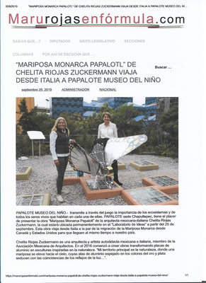 Articolo sulla Farfalla Papalotl al Museo Papalote, Messico 2019