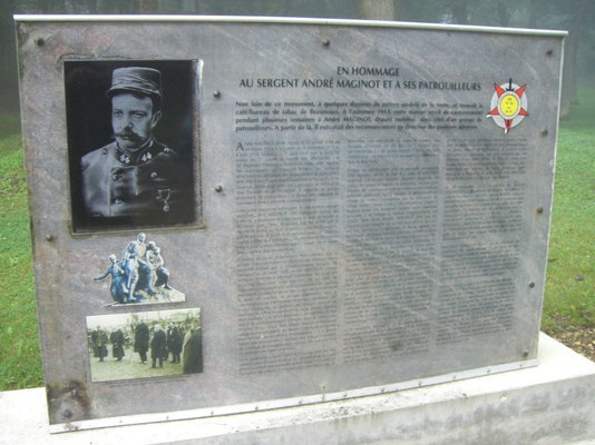 Gedenktafel für Andre Maginot, der in der Nähe verwundet wurde