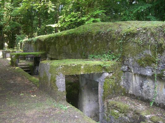 Die Rückseite des Bunkers mit seinen Eingängen