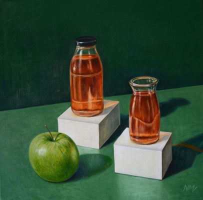 Apfel und Saft  // 40 cm x 40 cm // oil on canvas