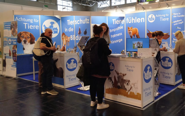 Im März informierte Achtung für Tiere bereits zum vierten Mal pädagogische Fachkräfte auf der Bildungsmesse didacta. 