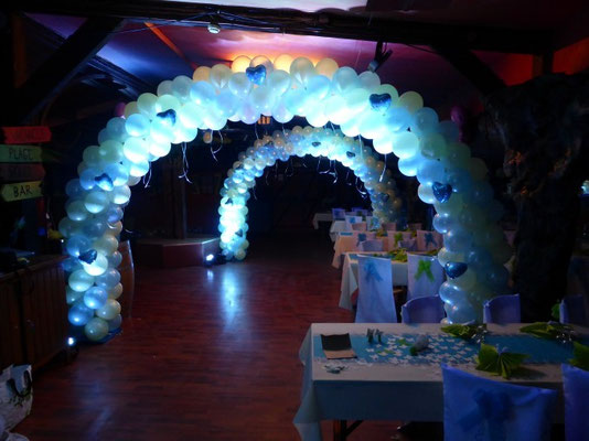 Arche de bathème en ballons nacrés