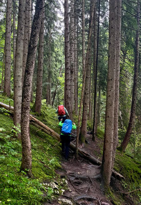 Im Regen durch den Bergwald zur Kesselalm