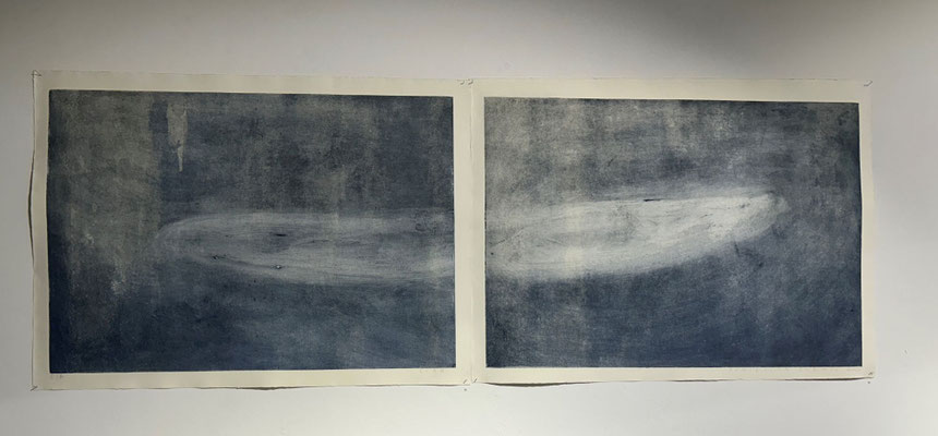 Ausstellung MIGRATION VERLUST oder FREIHEIT: Agnieszka Dobosz, Scar (2-teilig), Intaglio, 2024, 70 x 200 cmFoto: Sarah Menges