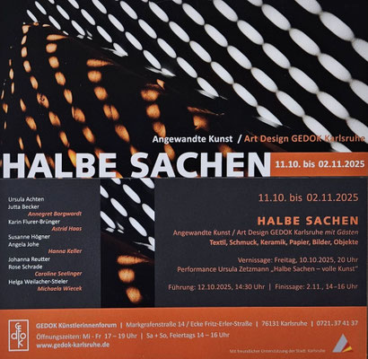 Einladungskarte HALBE SACHEN. Fachgruppe Angewandte Kunst / Art Design