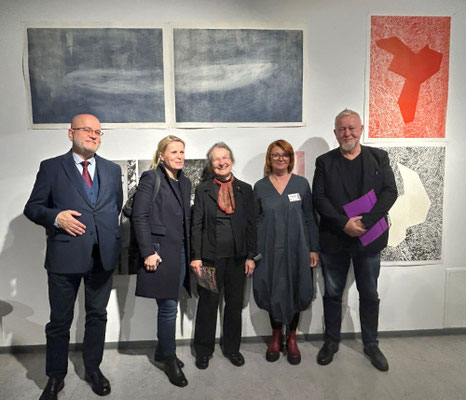 Vernissage MIGRATION VERLUST ODER FREIHEIT:Rafał Wolski, Dominika Szope, Christa Hartnigk Kümmel, Eugenia Jäger, Mirosław Pawlowski, Foto: Sarah Menges