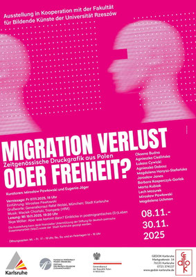 Migration Verlust oder Freiheit? polnische Druckgrafik, 2025, Kooperation mit der Universität Rzeszów (Polen)