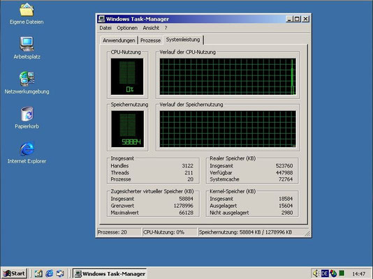 Auch an Bord: Taskmanager. Hat sich bis heute nicht viel getan.In Windows 8 ändert sich das.