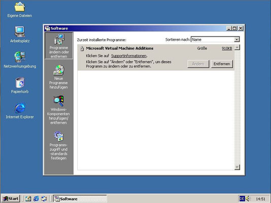 Auch die Softwareverwaltung wurde einfacher. In XP übernommen.