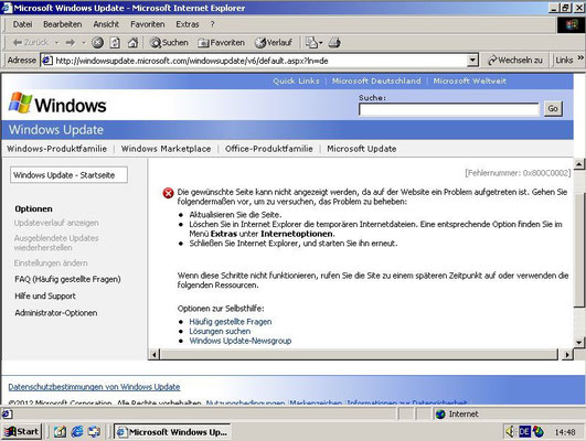 Windows Update. Aber bereits 2006 lief der Support aus.