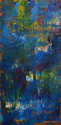 "Wasserfall",  40 x 18,5 cm,  Ölfarbe auf Holz
