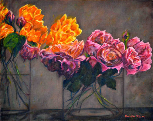 "Rosen ?",  40 x 50 cm,  Ölfarbe auf Leinwand