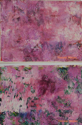 "Zweimal rosa",  30 x 40 u. 29,5 x 42 cm, Ölfarbe auf Büttenpapier