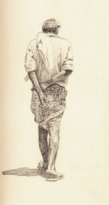 walking man, Kodaicanal, Tamil Nadu 14X06  Crayon sur Papier 99