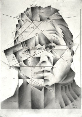 Trigouistie analysis of the face geometrie of Francis Bacon, , 30 x 21 cm