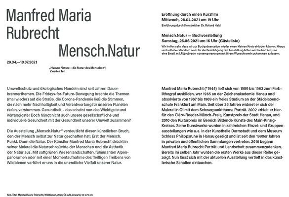 Einladungskarte Manfred Maria Rubrecht MENSCH.NATUR, Galerie Rubrecht Contemporary