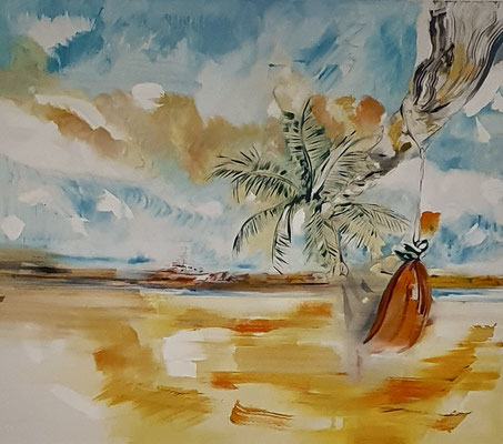 Bikini Atoll, 2023, Öl auf Leinwand, 120 x 140 cm