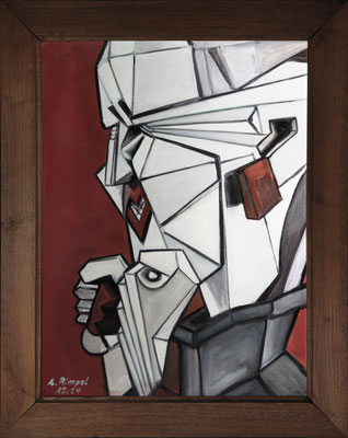 Weinende Frau 2 (Triptychon), 2025, Öl auf Holz in antiker Rahmung, je 77 x 61 cm